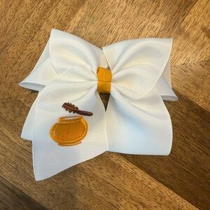 White and Yellow Kids Bow with Honey Pot Design